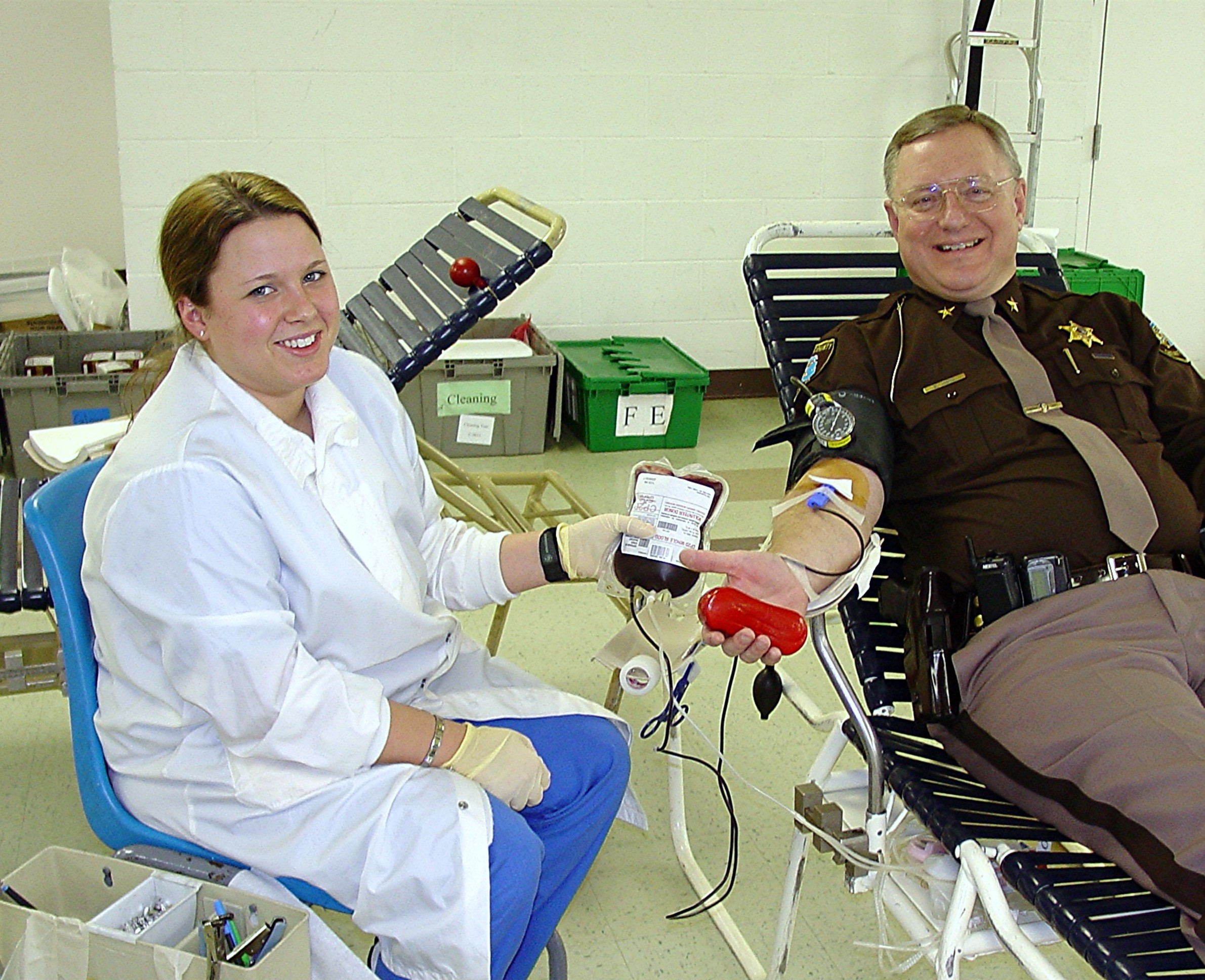 man donating blood