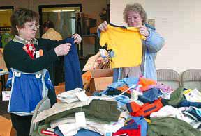 sorting clothes
