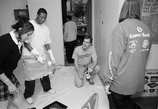 volunteers working